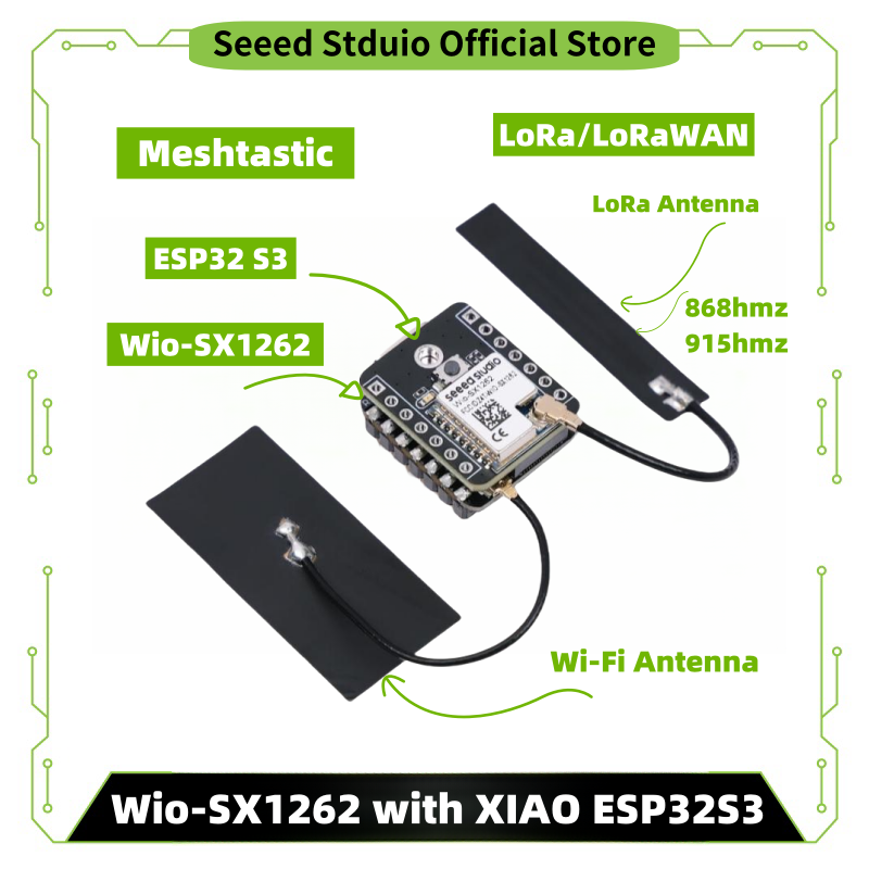 esp32 s3 lora Meshtastic Lora モジュール SX1262 868mhz 915mhz アンテナ XIAO ESP32S3 Meshtastic LoRa スターターキット、LoRaWAN、WiFi、BLE 用