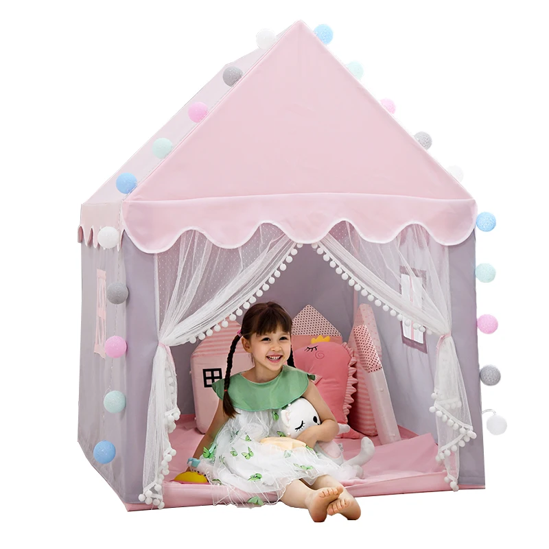 大型子供テントティピベビーままごと子供のおもちゃのテント 1.35 メートルウィグワム折りたたみ女の子ピンクプリンセス城子供部屋の装飾