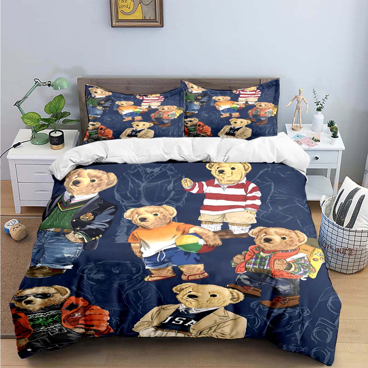 ホット販売ファッションクマ寝具セットシングルツインフルキングサイズかわいい動物ベッドリネン大人ティーンの寝室の高級ギフト
