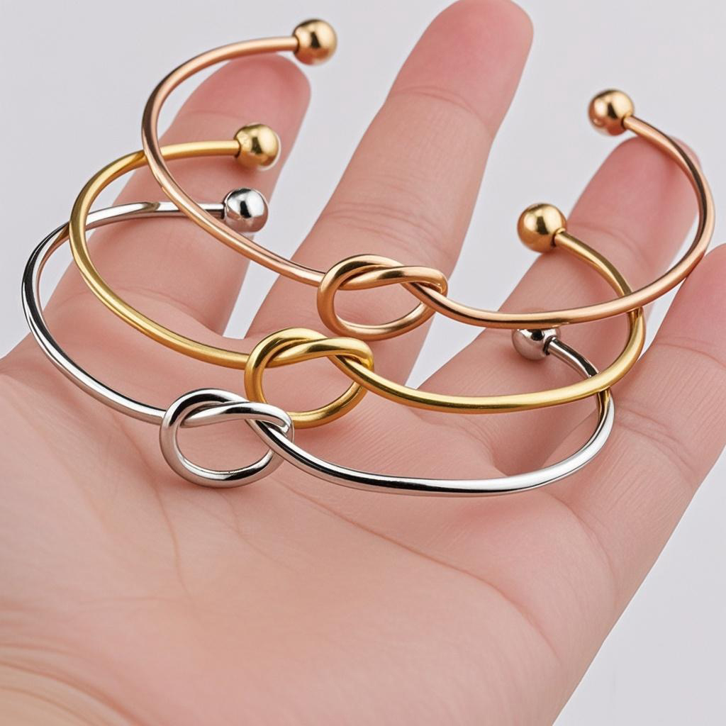 10 ピース/ロットステンレス鋼ラブノットブレスレット C オープンカフラブハートバングル女性ガールズ DIY カフブレスレットジュエリー
