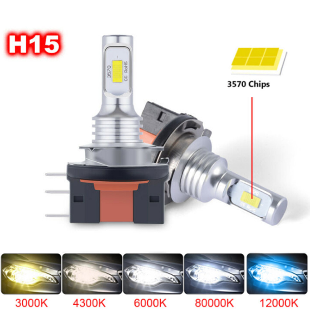 2 個 H15 H7 H4 LED 電球車のヘッドライトワイヤレス 12V 24V CSP ターボ車の自動車ヘッドランプ電球 6500K 黄白 12000LM 4300K 8000K