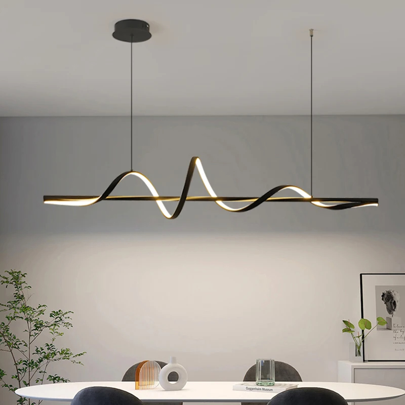 Modern Long Strip Pendant Light Dining Room LED Ceiling Chandelier Lustre Home Decor Indoor Kitchen Bar Lighting Hanging Fixture