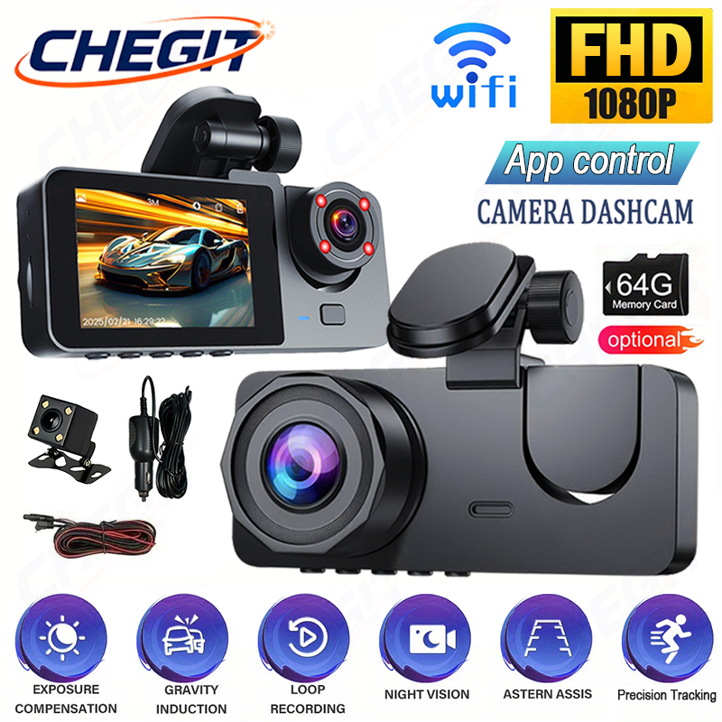 新しい 1080P HD 2/3 カメラダッシュカム車のカメラ WIFI ビデオレコーダー車 DVR フロントリアビューカメラナイトビジョンカーアクセサリー