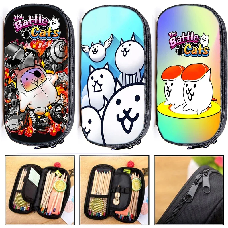 ゲームザバトルキャッツプリント鉛筆ケース防水鉛筆バッグ女性化粧品ケース学生文具バッグスクールポーチ化粧ボックス