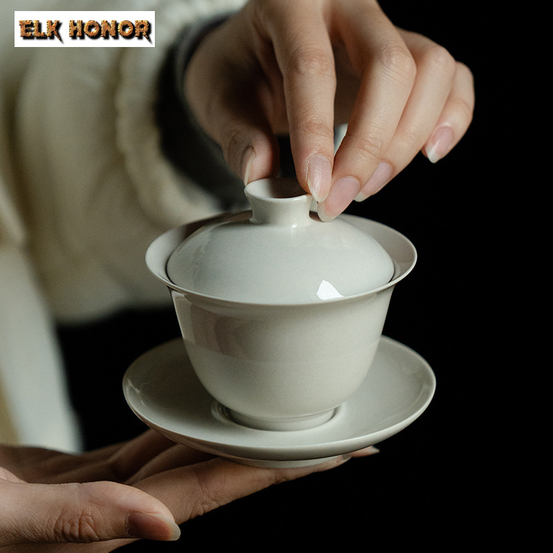 125 ミリリットルレトロ草木灰セラミック Gaiwan クリエイティブ茶ボウル茶チュリーン家庭用茶醸造カバーボウル中国茶セットクラフト