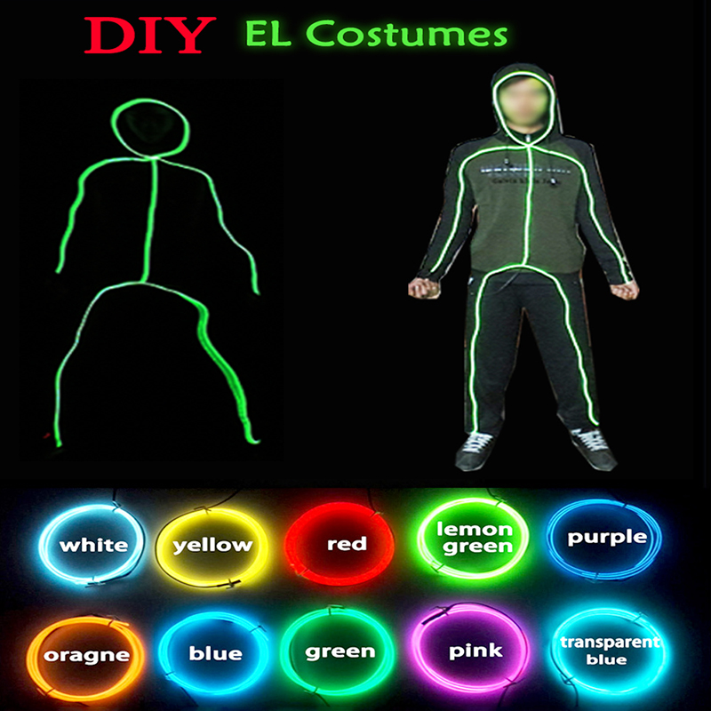 コスプレマッチ棒男性衣装 DIY 光る衣装材料電子ライトダンス衣装 EL ワイヤー材料セット