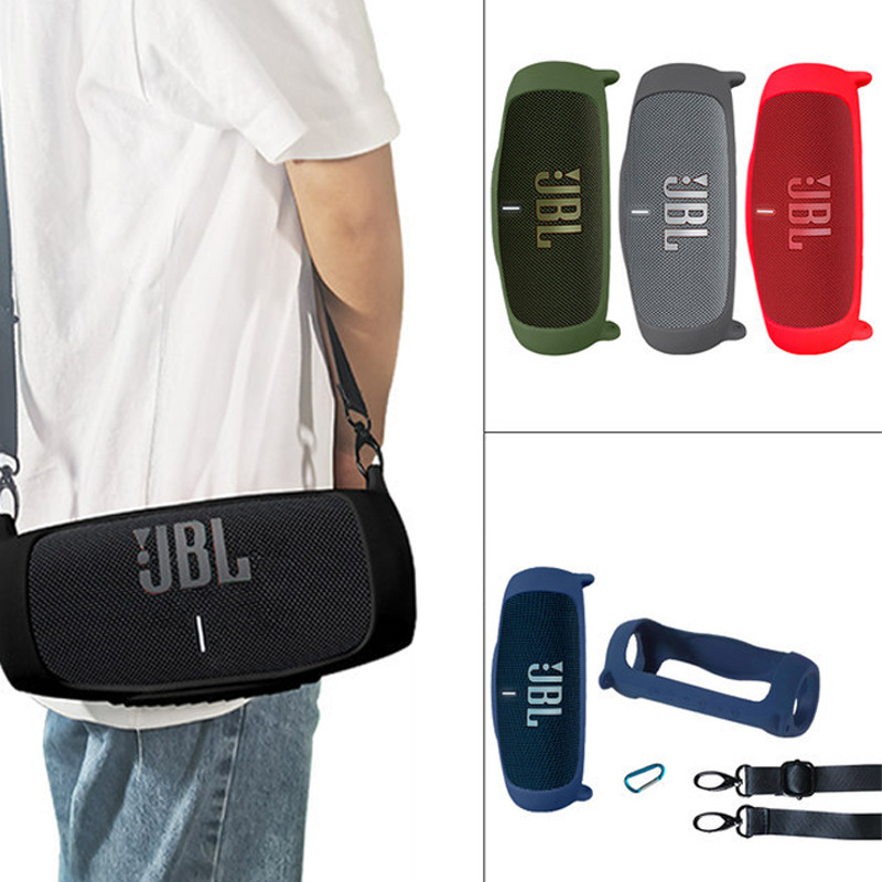 新しい Bluetooth スピーカーケースソフトシリコンカバースキンストラップカラビナ付き JBL 充電 5 ワイヤレス Bluetooth スピーカーバッグ