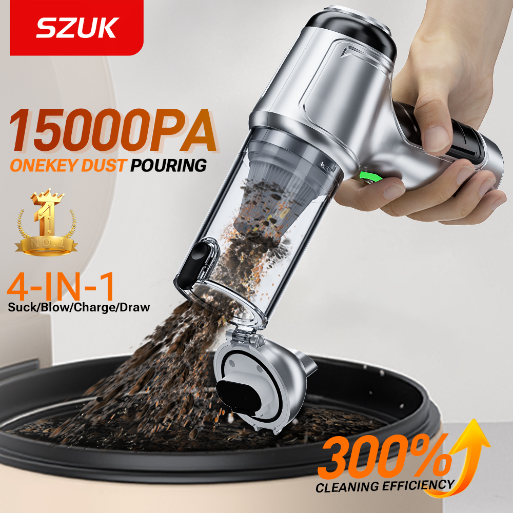 SZUK ミニ車の掃除機 CIeaner 15000PA ワイヤレスハンドヘルド洗浄機強力なポータブル送風機掃除機車の Hom