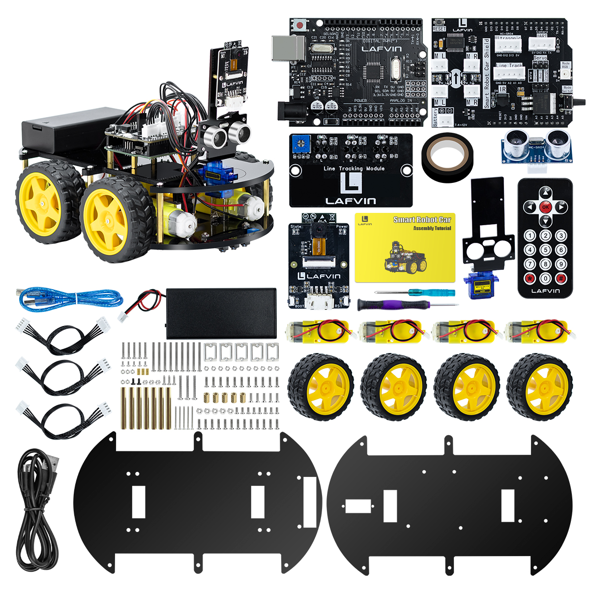 LAFVIN スマートロボットカー カメラ付き ESP32 S3 WROOM Arduino 用 リモコンロボットカー DIY アセンブリプログラミング学習キット