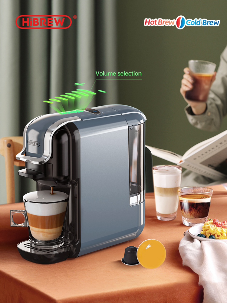 HiBREW マルチカプセルコーヒーマシン、ホット/コールドドルチェグストミルクネスプレッソカプセル ESE ポッドグラウンドコーヒーカフェテリア 20Bar 5 in 1
