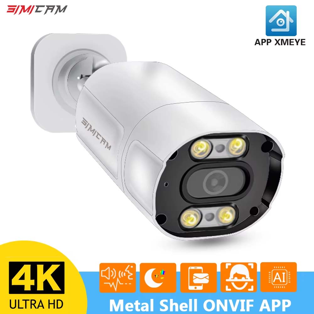 4K 8MP H.265 IP カメラ POE セキュリティ監視カメラ金属 ONVIF 双方向オーディオダブルライトカラー夜間防水 CCTV ビデオ