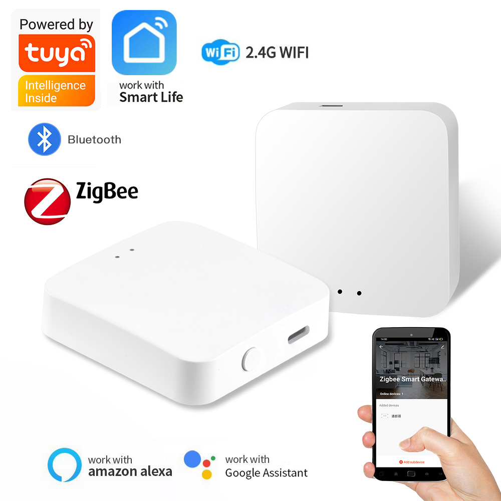 ワイヤレス マルチモード スマート ゲートウェイ ZigBee Bluetooth メッシュ ハブ Tuya と連携 スマート ライフ アプリ Alexa Google Home 経由の音声コントロール