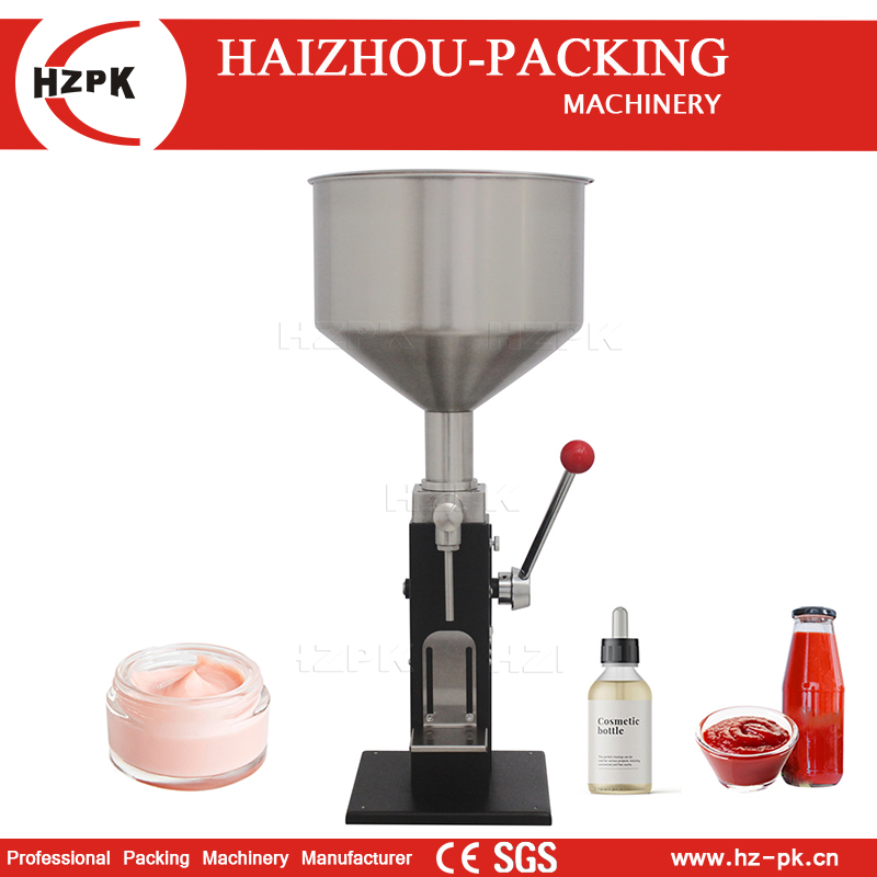 HZPK ホット販売ステンレス鋼黒安いペースト液体小型パッキングハンドル手動充填機 5-50 ミリリットルと 10-100 ミリリットル A03-E