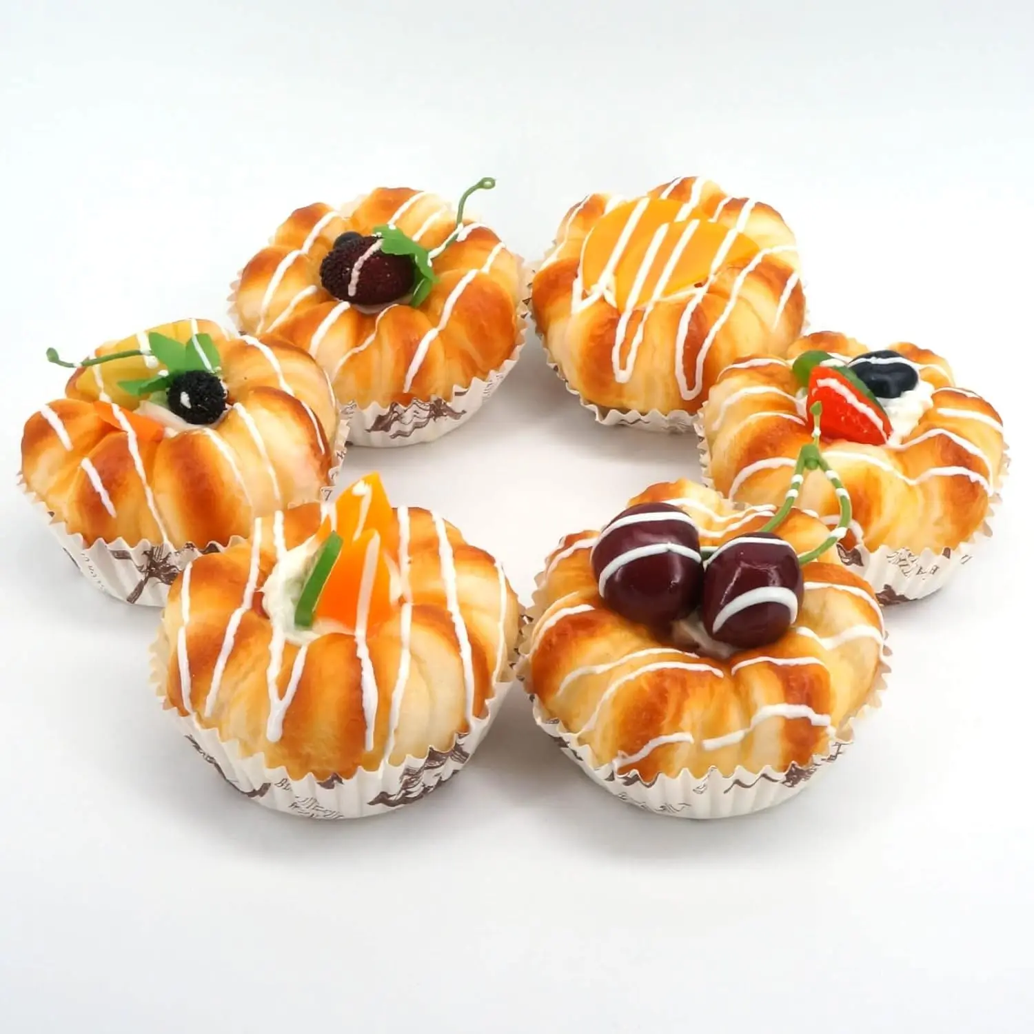 人工ケーキの装飾とフェイクデザートのレプリカ、フェイクフルーツ、パン、食品、キッチンとベーカリー、ショップ小道具、6個パック