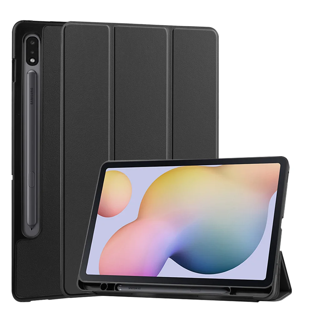 三つ折りタブレットケース Samsung Galaxy Tab S10 Lite/S10 FE/S9 11 インチ/S9 FE 10.9 インチ スマート スリープ/ウェイク ケース ペンスロット付き