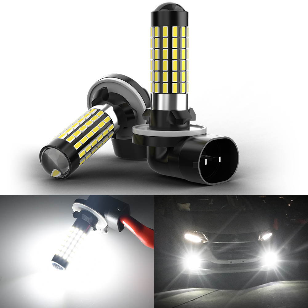 2 個 H27W/2 881 LED Canbus H27W LED 電球自動アンチフォグランプ車の運転ランニングライトヒュンダイサンタフェホワイト 12V