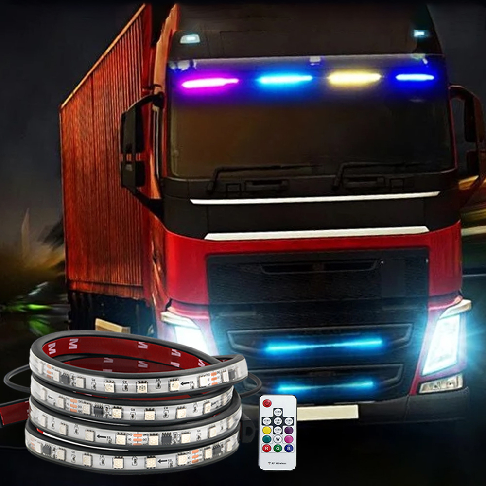 24V トラック LED DRL ライトストリップ RGB 64 色流れるストリーマ警告点滅駆動ライトバー車のアンビエントランプバンバススタイリング