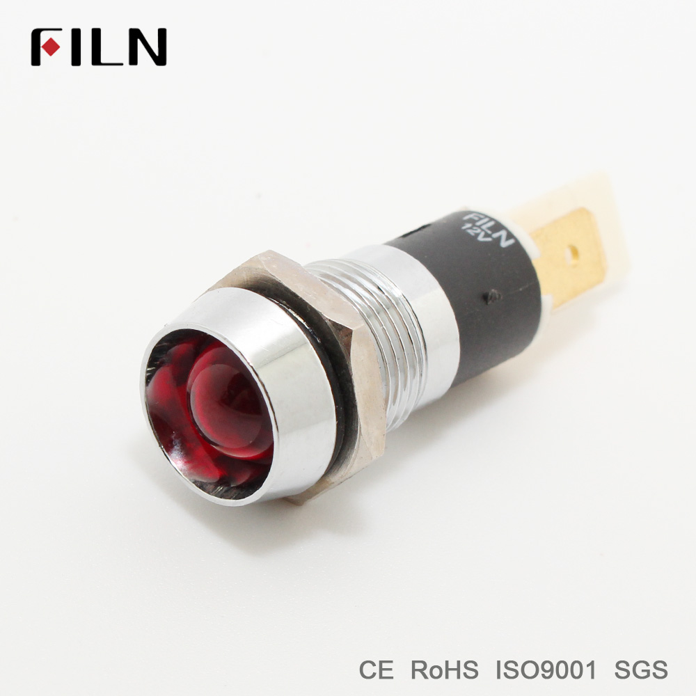 FILN 6V 12V 24V 110V 220v 黄青緑白 LED 金属インジケータライト 14 ミリメートルパイロット信号光ランプ