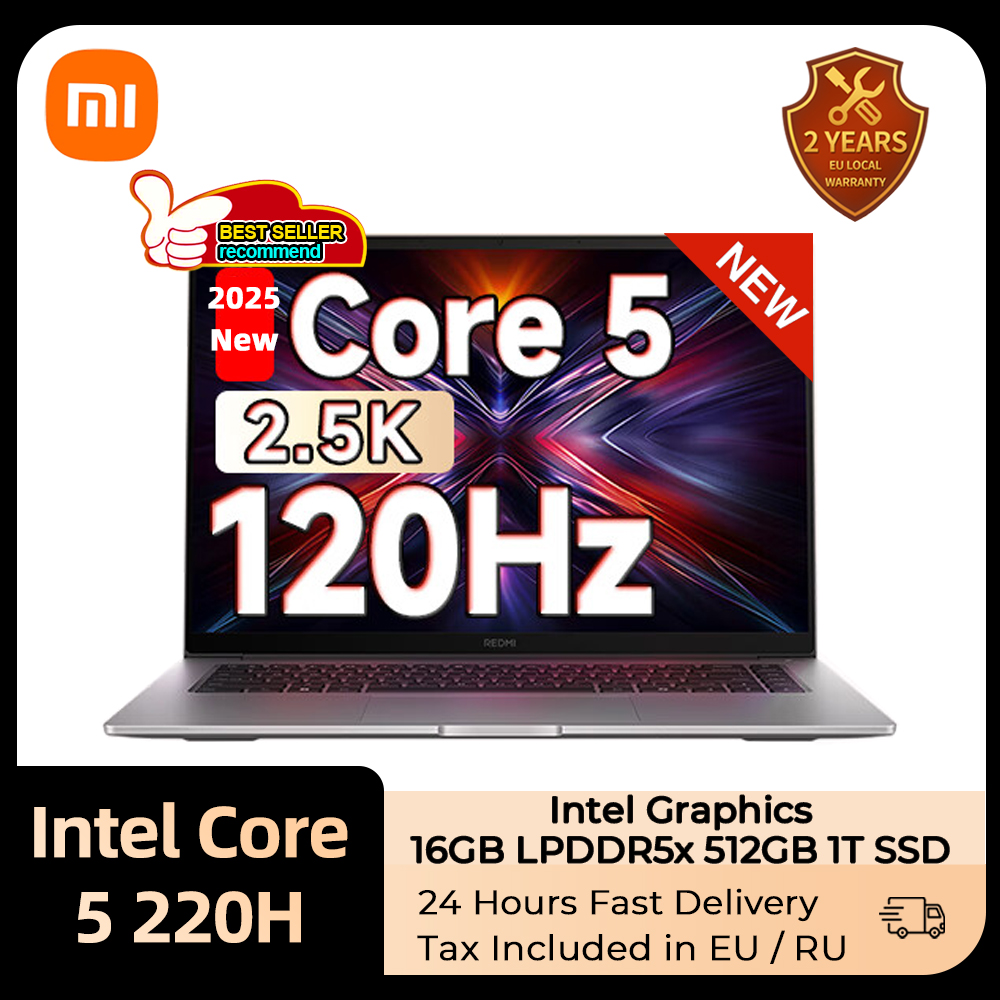 Xiaomi REDMI Book 16 2025 ラップトップインテル Core 5 プロセッサー 220H インテルグラフィックス 16G/32G RAM 1TB SSD 16 インチスクリーンノートブックスリム PC