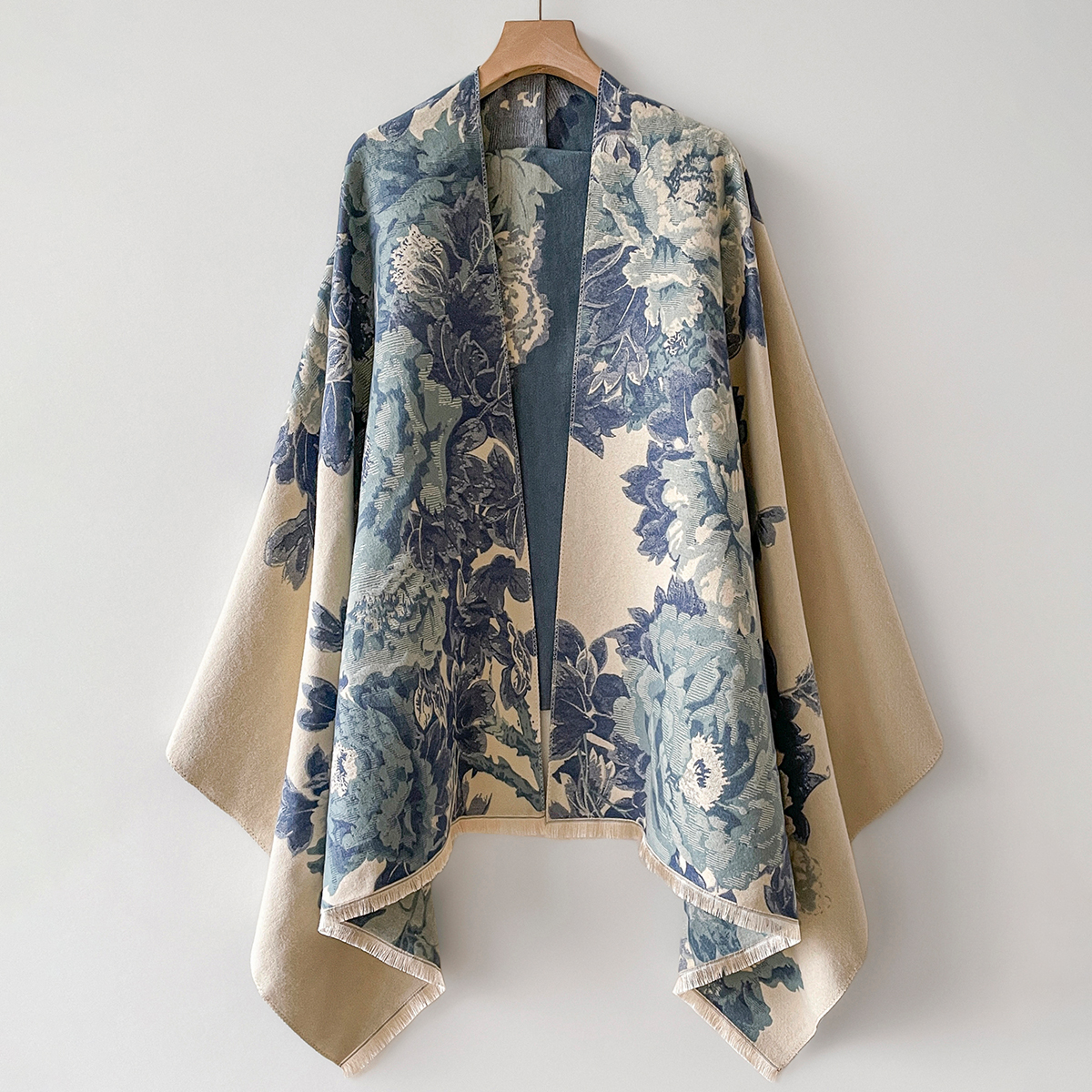 女性用イミテーションカシミヤ暖かいショールエスニックスタイルマントファッショナブルなスカーフ花柄防寒防風スカーフ