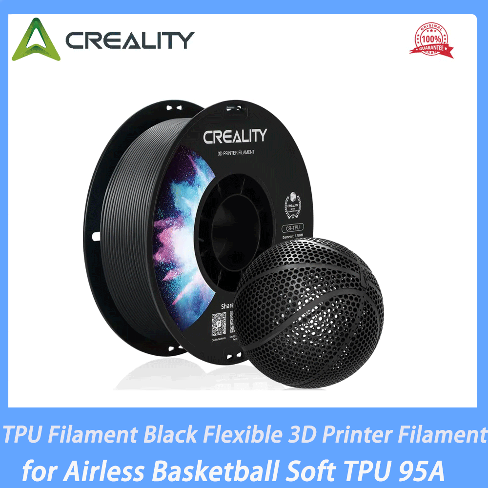 Creality TPU フィラメント ブラック フレキシブル 3D プリンター フィラメント 1kg 1.75mm エアレスバスケットボール用 ソフト TPU 95A ショア硬度