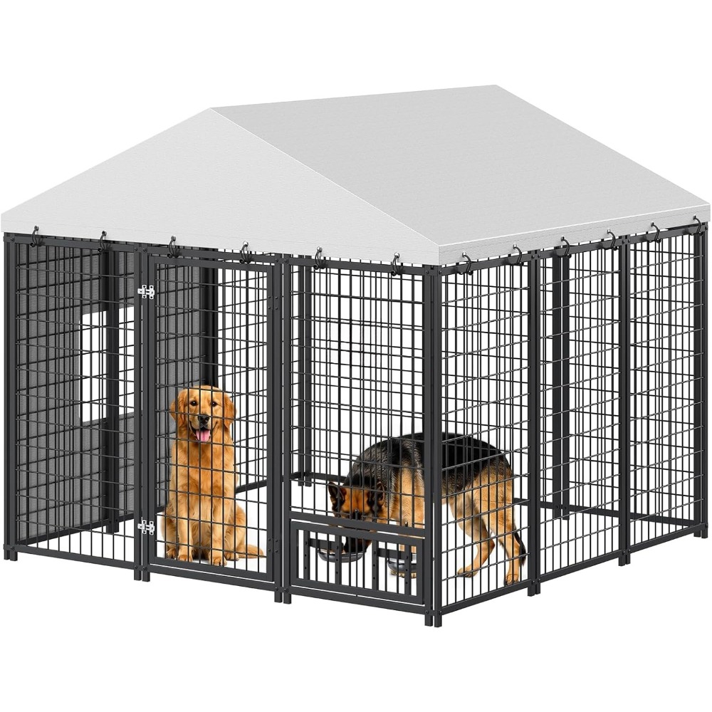 カバー付き屋外犬小屋、防水屋根付き屋外犬小屋、回転給餌ボウル、頑丈な大型犬、カスタマイズ