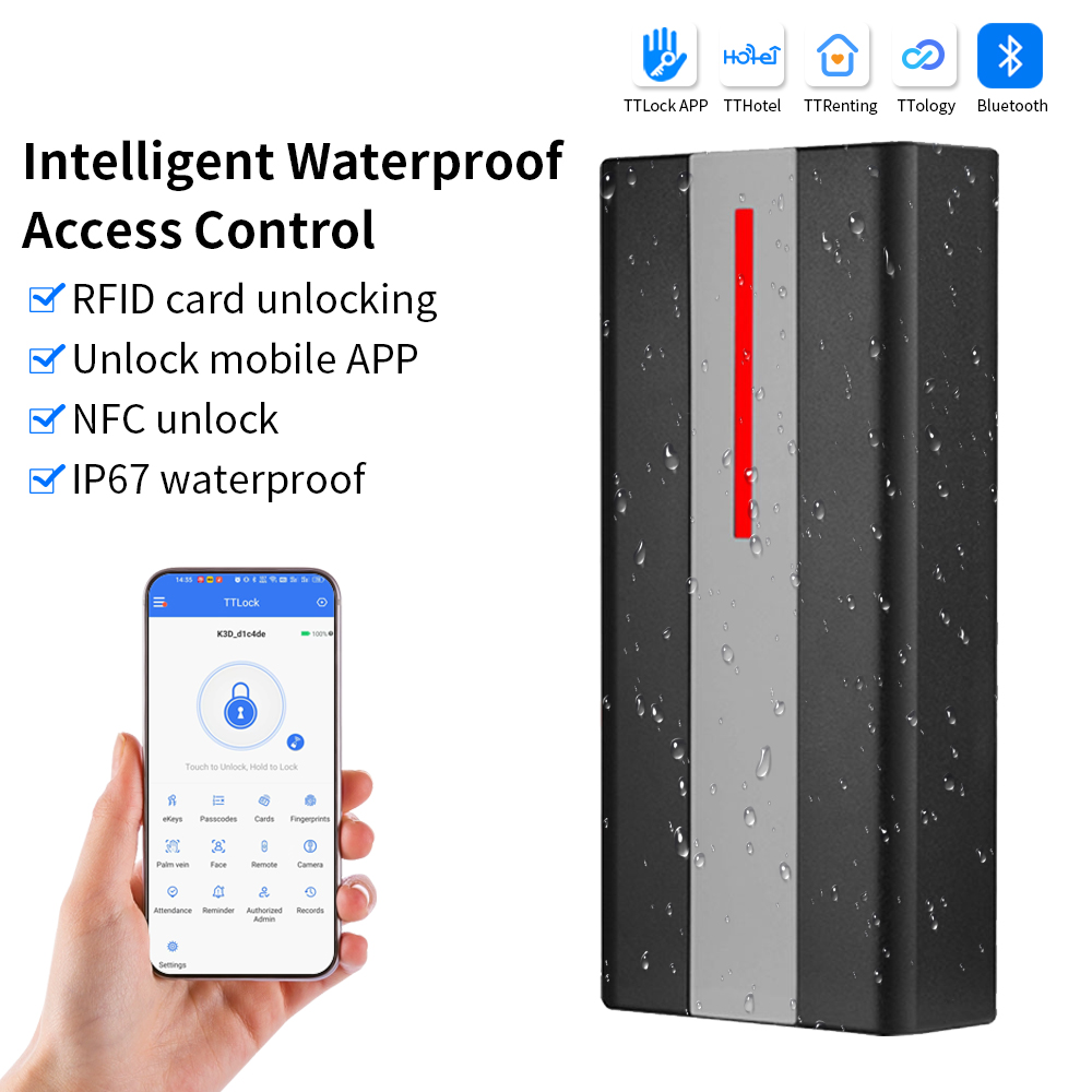 H1X TTLOCK アプリスマートロックアクセス制御キーパッド NFC リーダー屋外指紋 NFC Bluetooth Rfid パスコードカード Ip67 防水