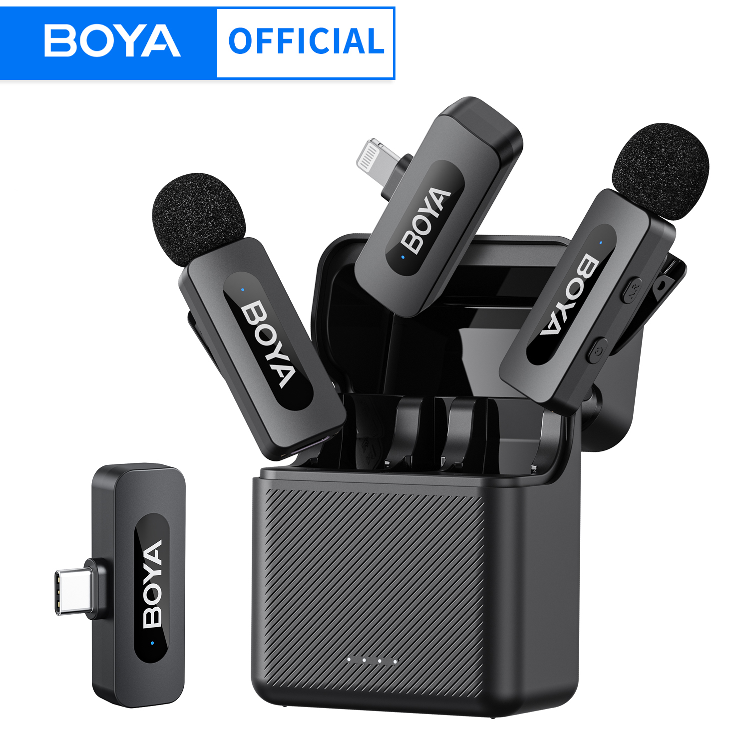 BOYA BY-V3 ワイヤレス ラベリア ラペル ミロフォン ノイズキャンセリング充電式マイク iPhone Android カメラ ライブ ストリーミング Vlogging 用