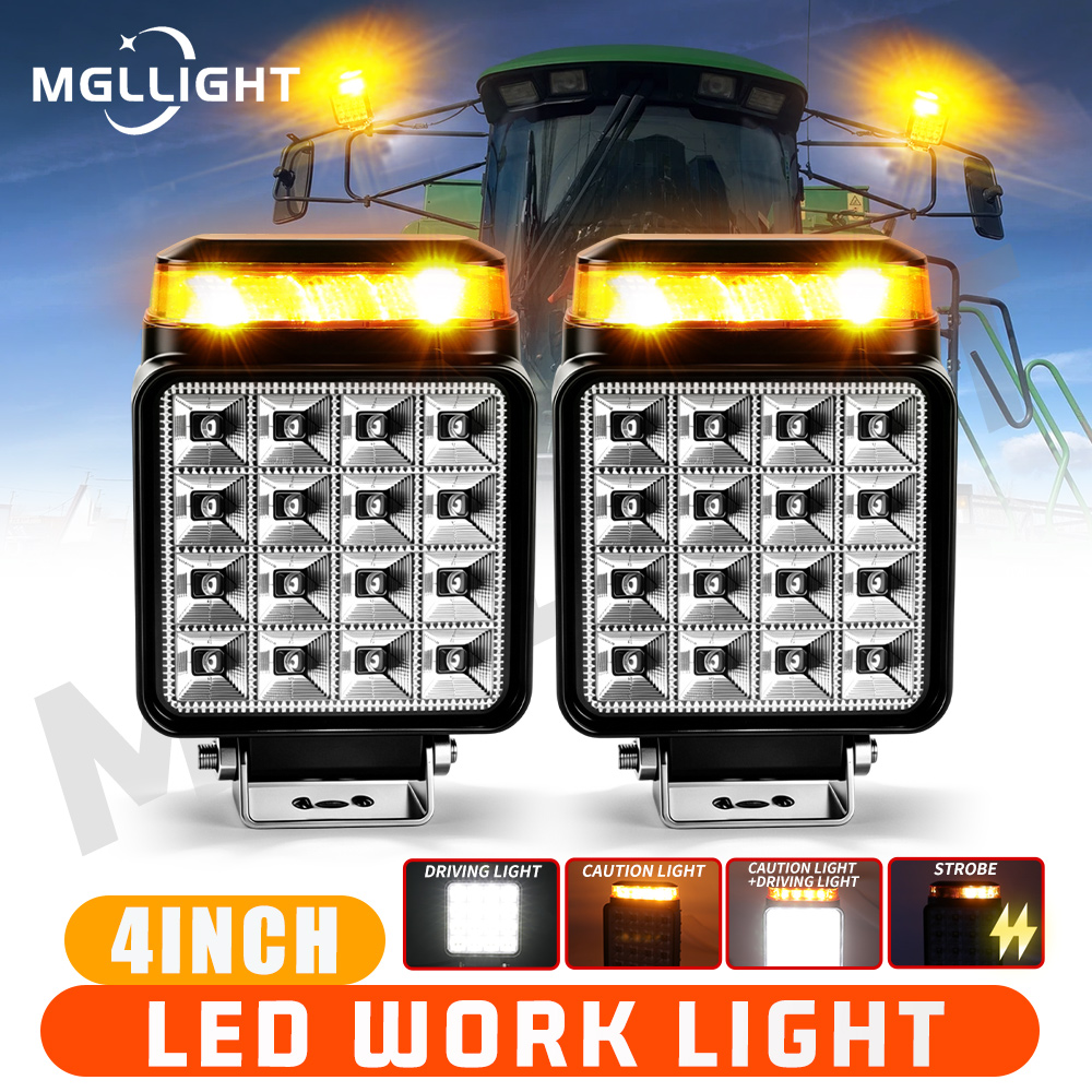 HL 4 インチ平方フラッド LED ワークライトストロボ警告灯掘削機フォークリフトトラクター ATV UTV トラックエンジニアリングオフロード使用