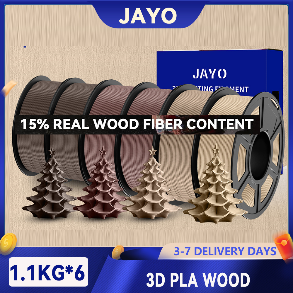 JAYO 6 ロール 3D 木材 PLA プリンター フィラメント 1.75mm 15% 本物の木材繊維
