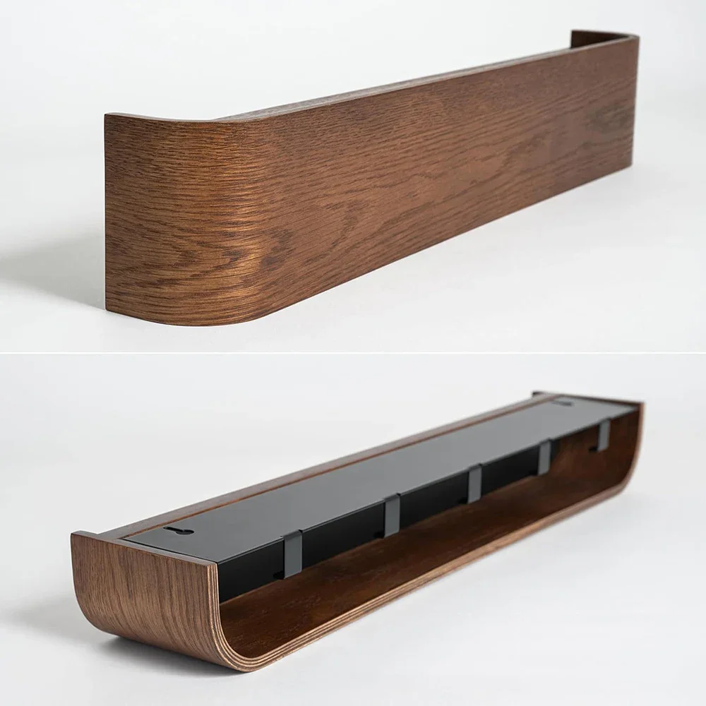 Walnut Wood Wall Coat Rack - Modern Minimalist Aesthetic Hanger, Simple Clothes Rack for Entrance Hall Living Room Furniture