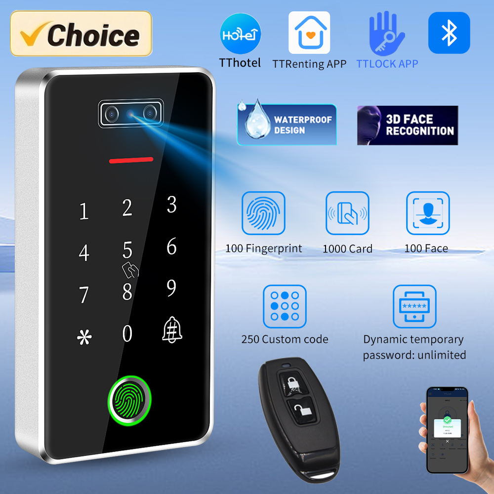 TTLock アプリアクセス制御顔認識デバイス RFID M1 カード指紋リーダードアロック金属 IP67 防水 MF03