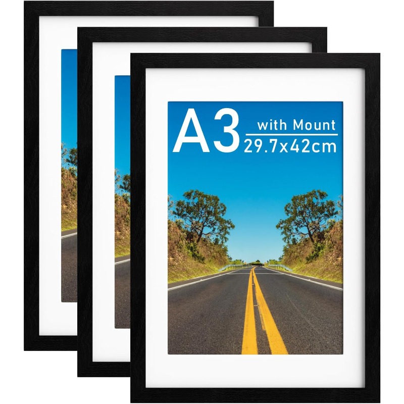 3 個 A3 木製フォトフレーム壁掛け用 29.7 × 42 センチメートル写真フレームスタンド写真証明書記念ギフト