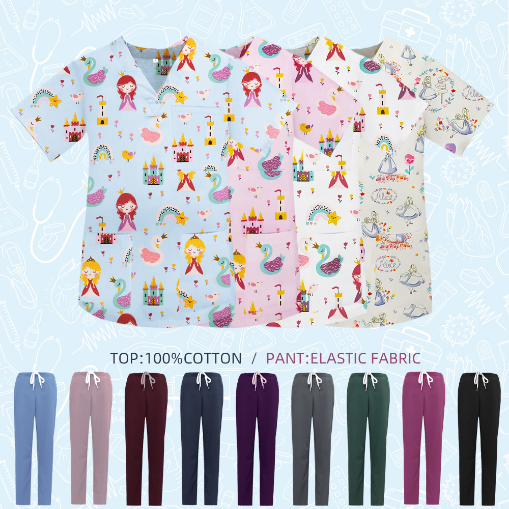 Women's Nurse Medical Uniform Scrubs Hospital Nursing top and pant Scrubs Set Medical Supplies Nurse Dentist Operating Room Sets
