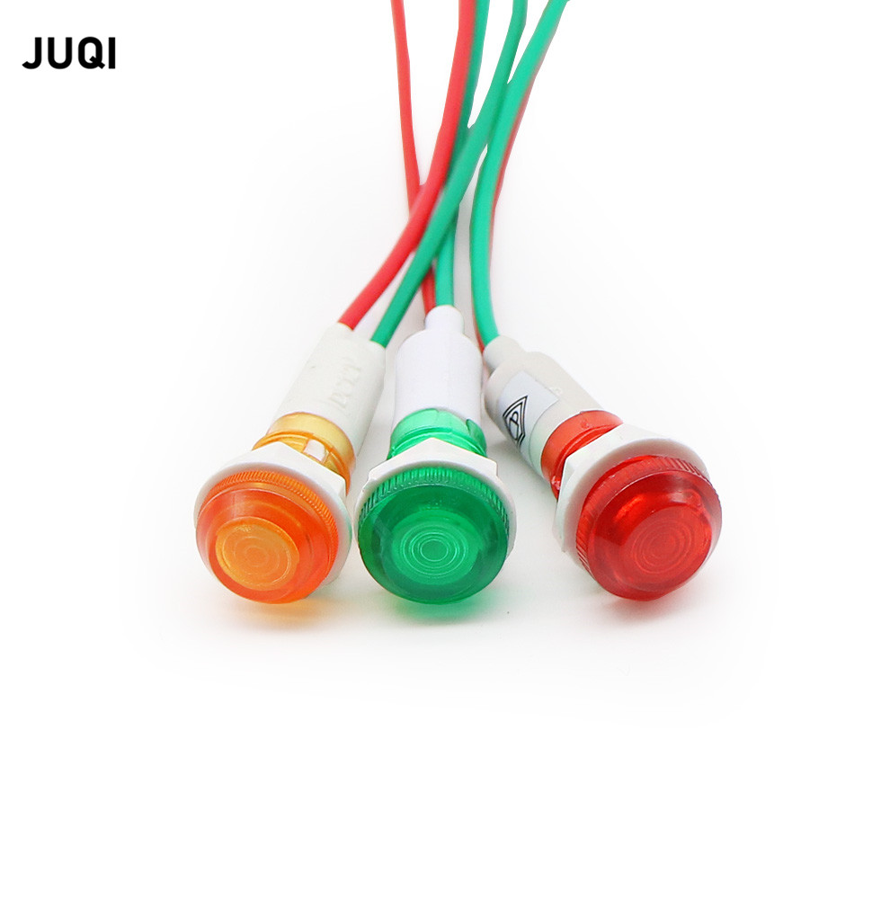 100 個 LED インジケータライトワイヤーの長さは約 20 センチメートル、取り付け穴は 10 ミリメートル、12 V 24 V 220 V 信号ライト