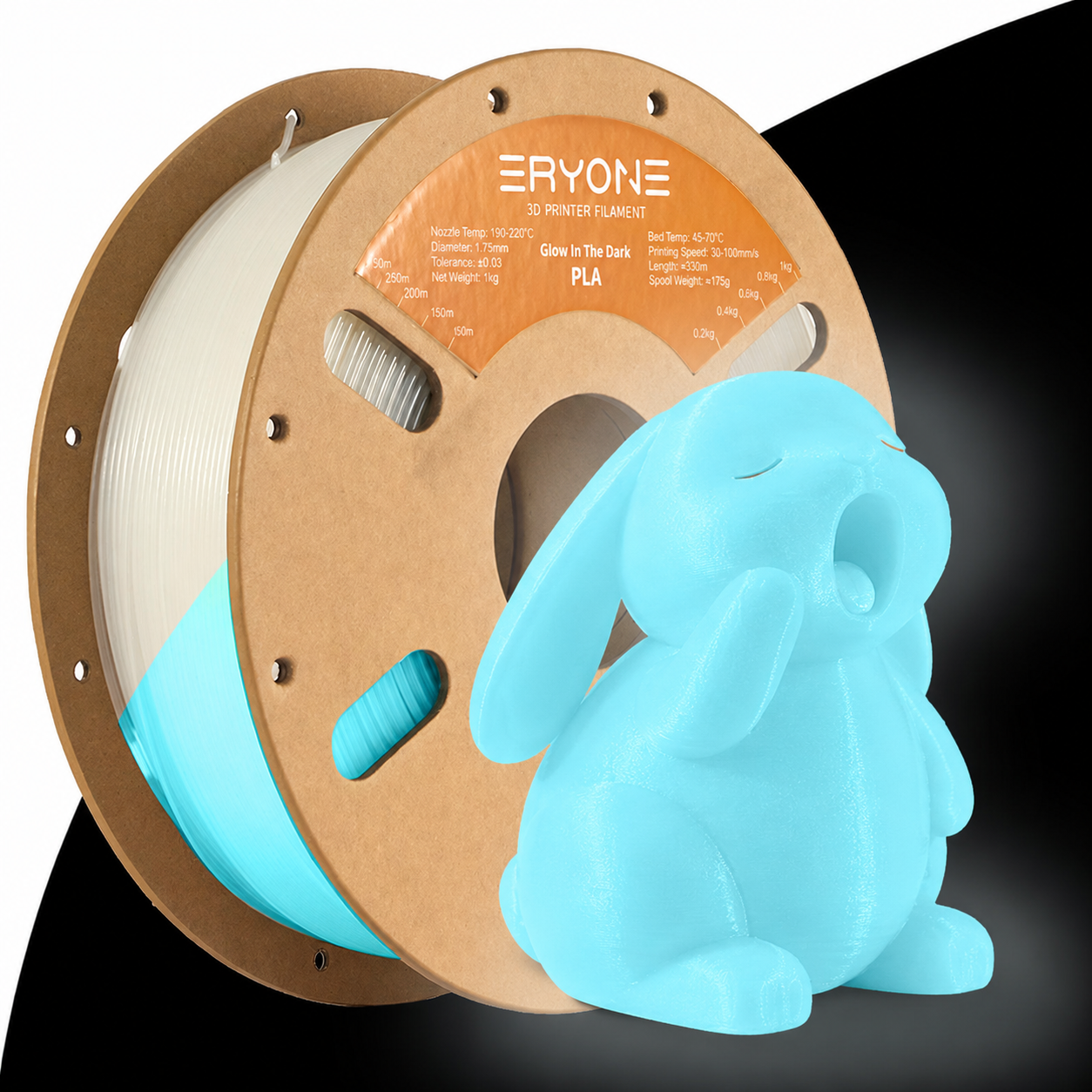 ERYONE 蓄光 PLA フィラメント 1.75mm /-0.03mm FDM 3D プリンター フィラメント ほとんどの FDM プリンター用の柔軟な ABS のような素材