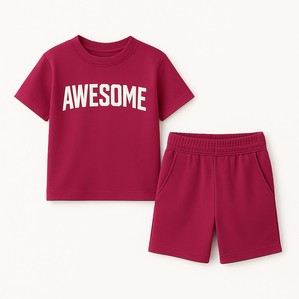 Wholesale Boys 2-Piece Outfit Short Sleeve T-Shirt Elastic Waist Shorts Casual Summer Wear Letter Print Boys Clothing Sets