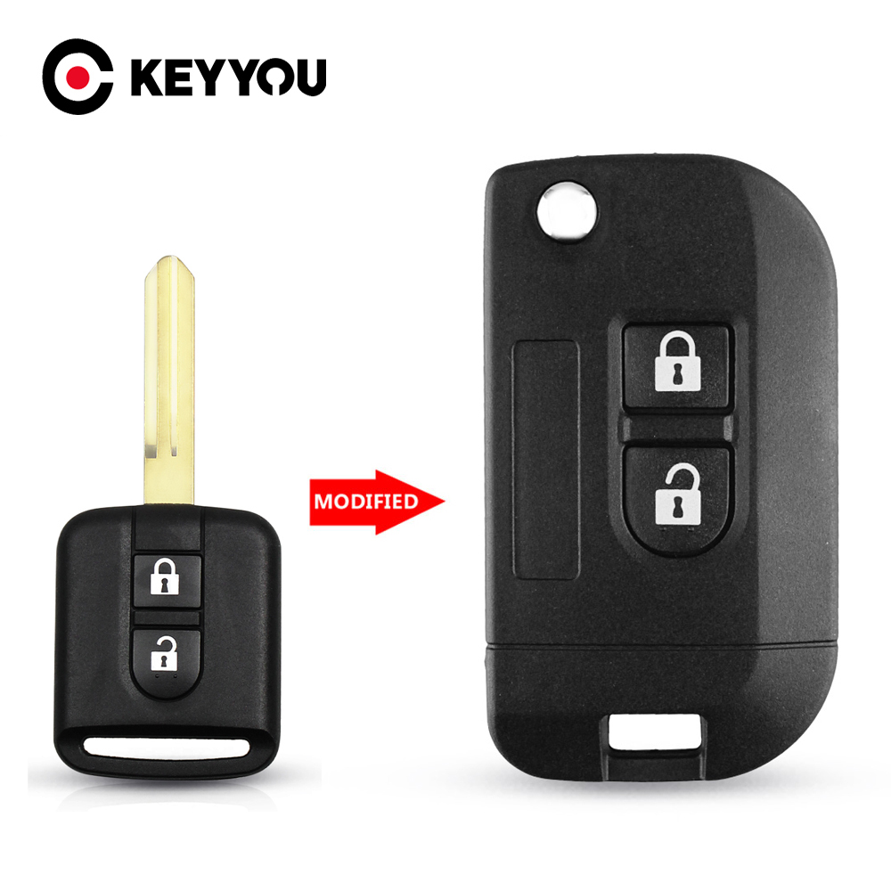 KEYYOU 2 ボタン修正されたフリップ折りたたみリモートキーシェル車のケース日産キャシュカイプリメーラマイクラナバラアルメーラノートサニー