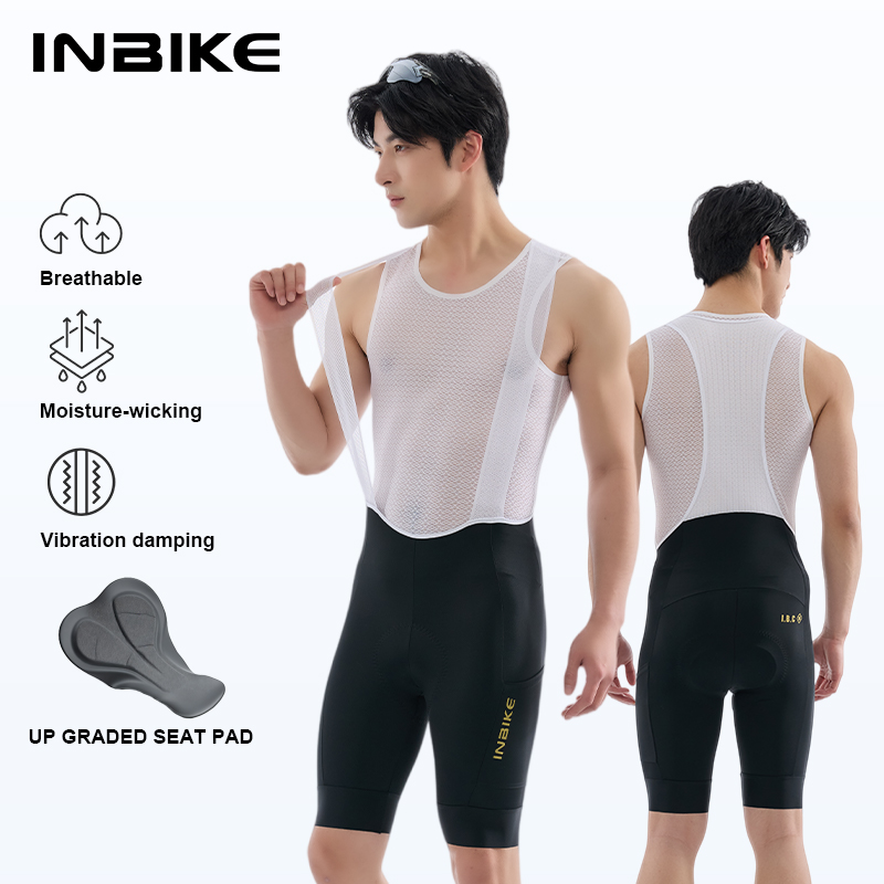 INBIKE 新しいメンズ夏通気性サイクリングビブショーツパッド入り快適な耐摩耗性プロサドルロードバイク自転車よだれかけ
