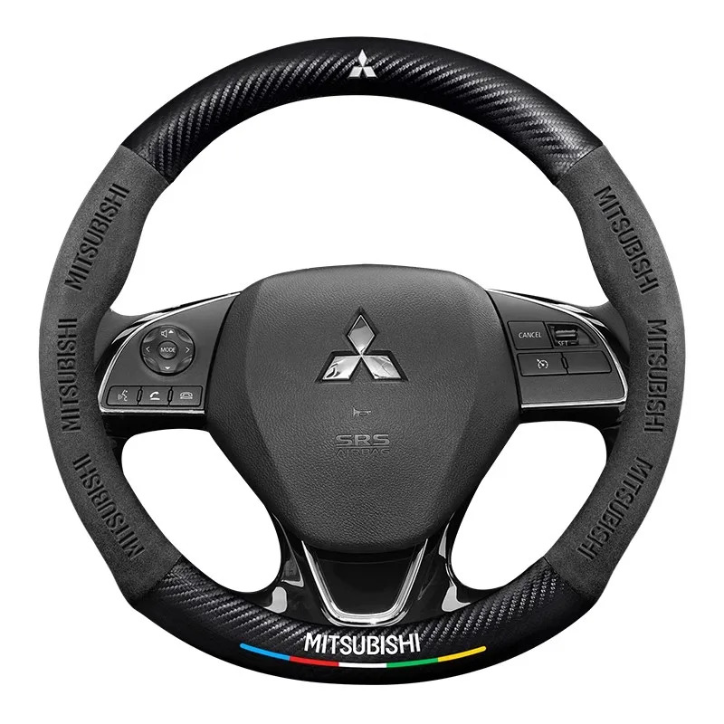 三菱アウトランダーパジェロ Asx コルトランサー EX エボリューション X L200 トライトンラリーアート車スエードカーボンファイバーステアリングホイールカバー