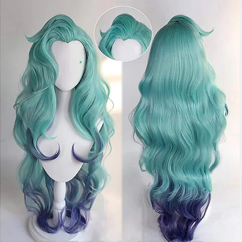 HAIRJOY LoL セラフィンコスプレウィッグ KDA コスプレカーリーピンク紫緑のかつら耐熱人工毛