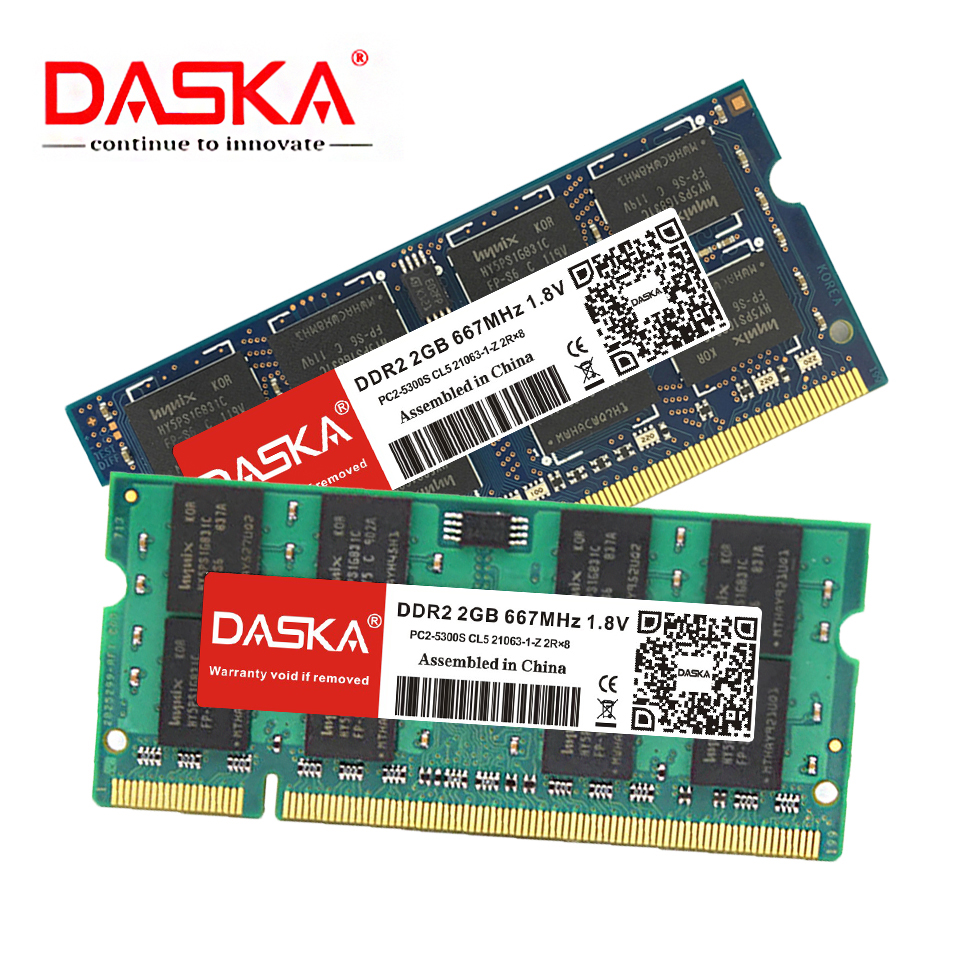 DASKAブランド DDR2 2GB ノートブック用メモリ SO-DIMM 800 667MHz 200ピン 1.8V 永久保証