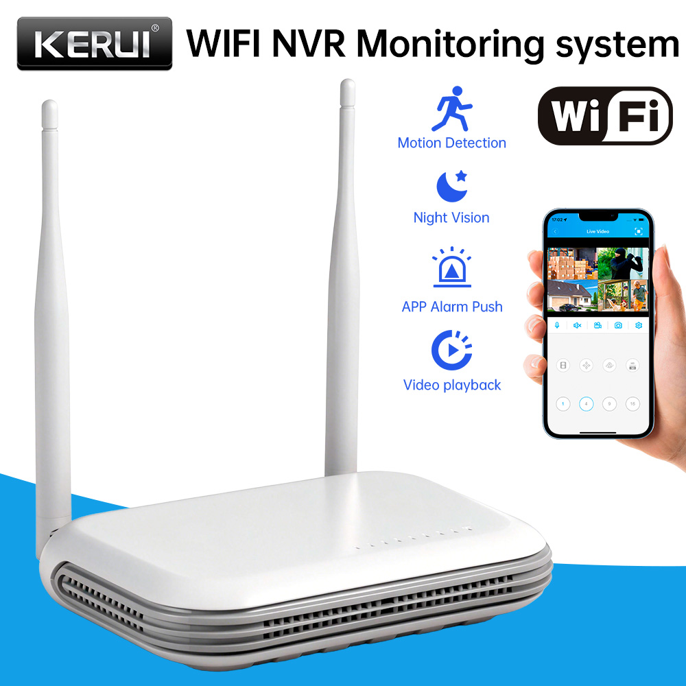 KERUI ミニネットワーク WIFI 8CH NVR レコーダー監視ビデオ 6MP デュアルレンズホームセキュリティカメラシステム XMEYE iCSee Onvif