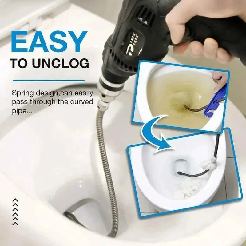 ドリル駆動パイプドレンオーガー、トイレシンクキッチン排水管詰まり除去ツール、床排水管用柔軟なスプリング詰まり除去ツール、家庭用