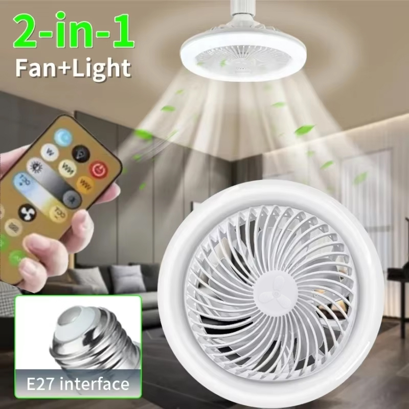 3 色 LED 電気シーリングファンランプ リモコン付き E27 ベースコンバーター 3 スピード AC 85-265V シーリングファン ライトベッドルーム