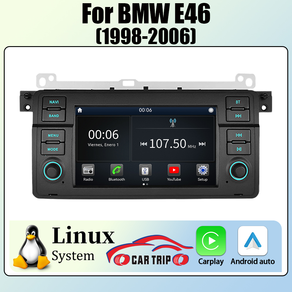 7 インチ 4G カーマルチメディア GPS システム BMW E46 1998-2006 M3 318/320/325/330/335 CarPlay Android Auto Linux Autoradio 2din 用