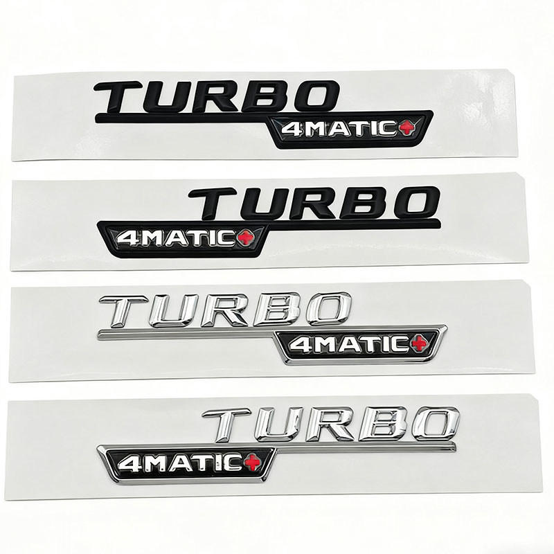 2 個 ABS 文字ターボ 4MATIC プラスロゴ車のフェンダーサイドステッカーバッジエンブレム C117 W117 GLE53 GLA45 A45 A35 CLA35 CLA45
