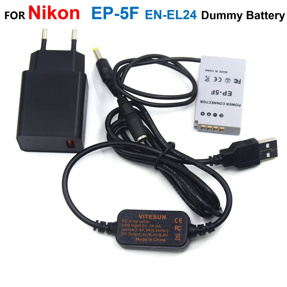 5V USB 電源ケーブル EP-5F DC カプラー EN-EL24 ENEL24 ダミーバッテリー急速充電器アダプターニコン 1 J5 1J5 カメラ