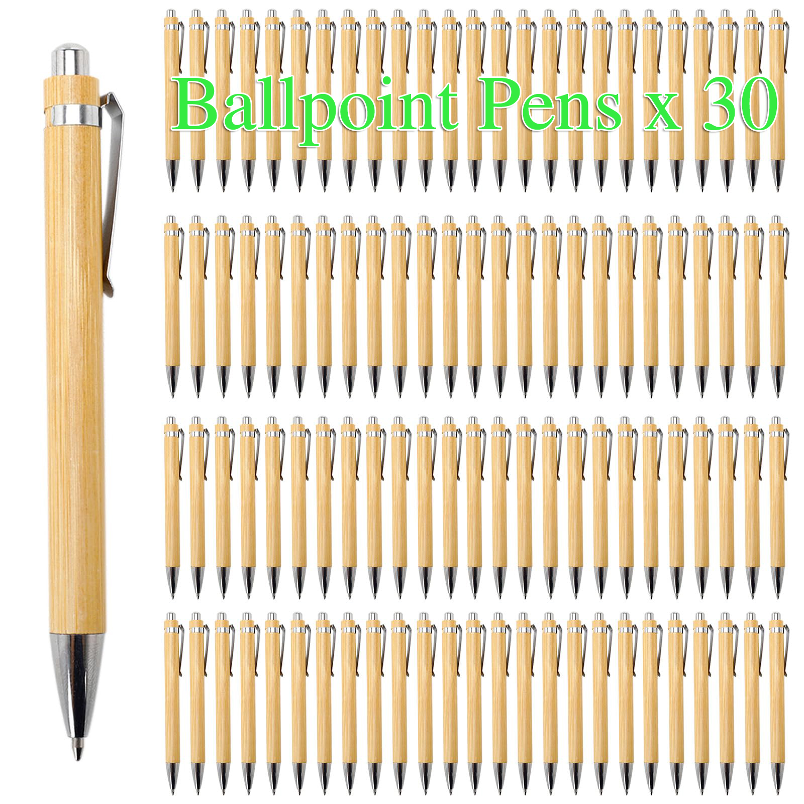30 個竹木材ボールペン 1.0 ミリメートル先端オフィス学校筆記文具ビジネス署名ボールペン竹ペン