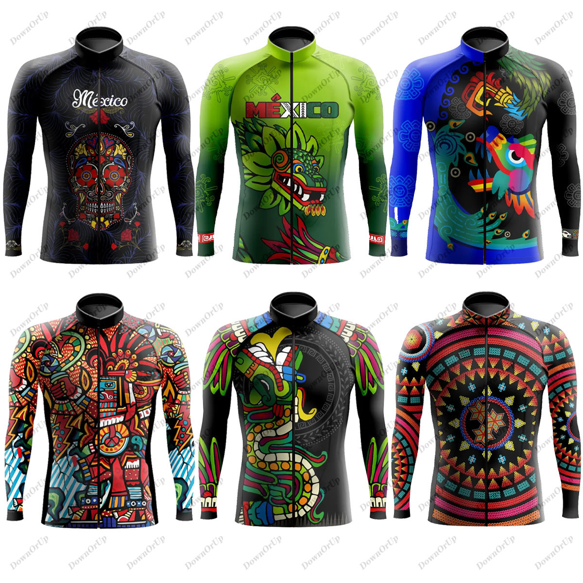 メキシコ アステカ メンズ長袖サイクリング ジャージ マイヨ Ciclismo Hombre 機器自転車 ropa プロのサイクリング服